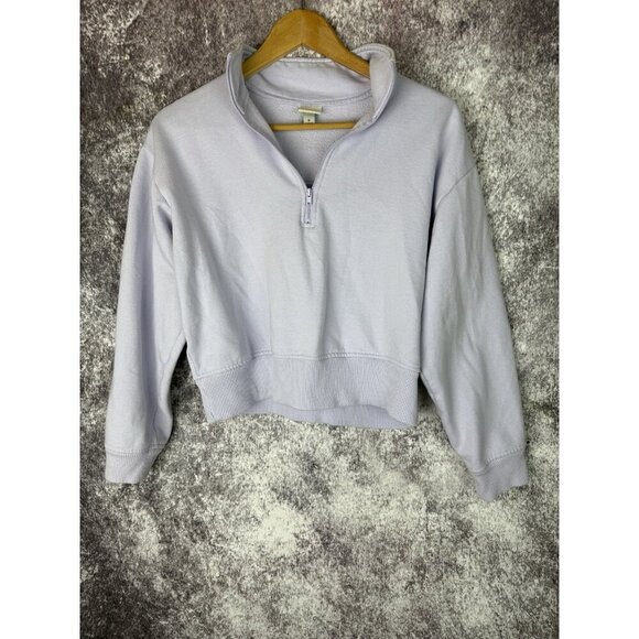 A New Day Sweater womens Small Purple Athleisure Knit Cropped College Sporty - Picture 1 of 8